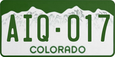 CO license plate AIQ017