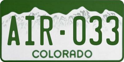 CO license plate AIR033