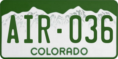 CO license plate AIR036