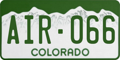 CO license plate AIR066