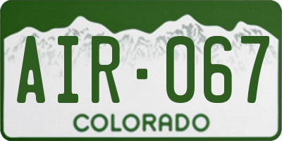 CO license plate AIR067