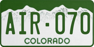 CO license plate AIR070