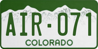 CO license plate AIR071