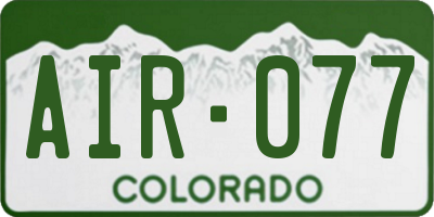 CO license plate AIR077