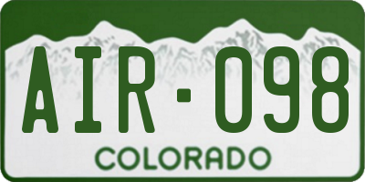 CO license plate AIR098