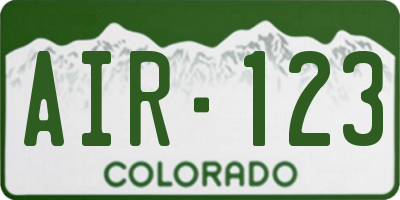 CO license plate AIR123