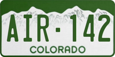 CO license plate AIR142