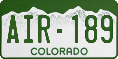 CO license plate AIR189