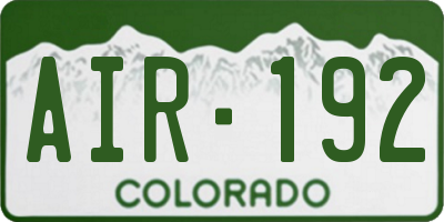 CO license plate AIR192