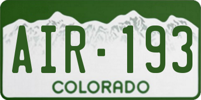 CO license plate AIR193