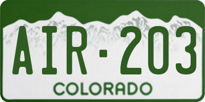 CO license plate AIR203