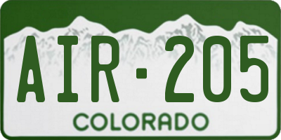 CO license plate AIR205