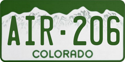 CO license plate AIR206