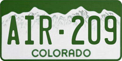 CO license plate AIR209