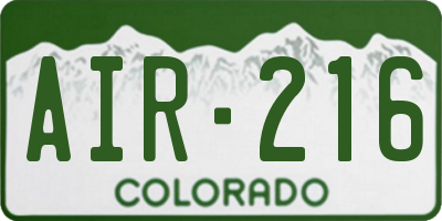 CO license plate AIR216