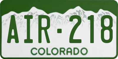 CO license plate AIR218