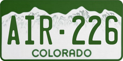CO license plate AIR226