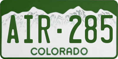 CO license plate AIR285