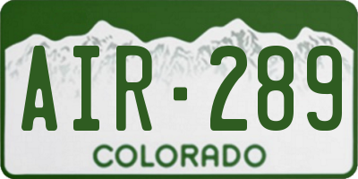 CO license plate AIR289
