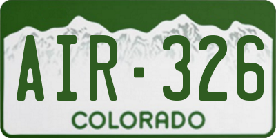 CO license plate AIR326