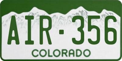 CO license plate AIR356