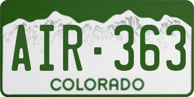 CO license plate AIR363