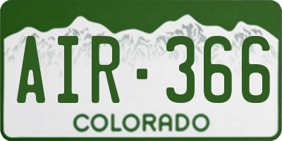 CO license plate AIR366