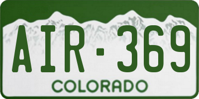 CO license plate AIR369