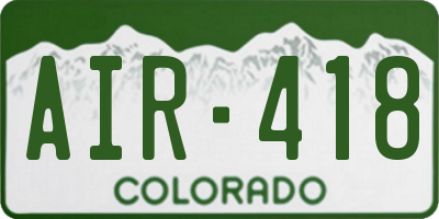 CO license plate AIR418