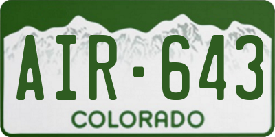 CO license plate AIR643