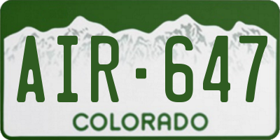 CO license plate AIR647