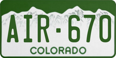 CO license plate AIR670