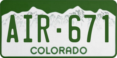 CO license plate AIR671