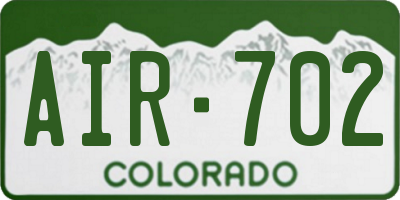 CO license plate AIR702