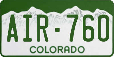 CO license plate AIR760