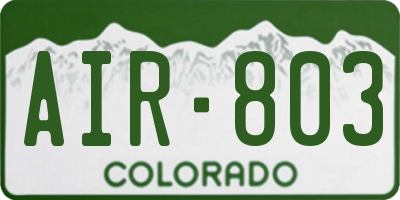 CO license plate AIR803