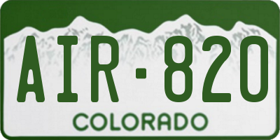 CO license plate AIR820