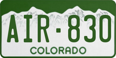 CO license plate AIR830