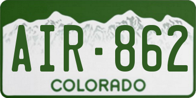 CO license plate AIR862