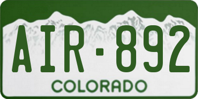 CO license plate AIR892