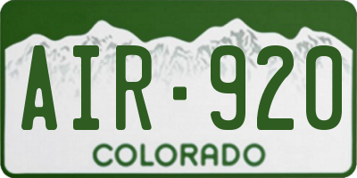 CO license plate AIR920