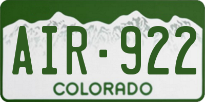 CO license plate AIR922