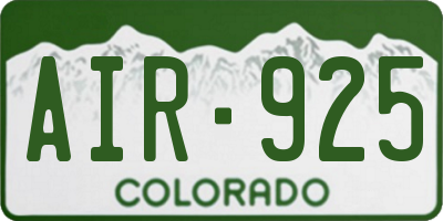 CO license plate AIR925