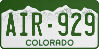 CO license plate AIR929