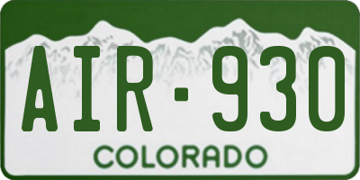 CO license plate AIR930