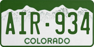 CO license plate AIR934