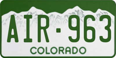CO license plate AIR963