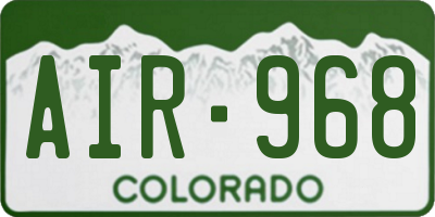 CO license plate AIR968