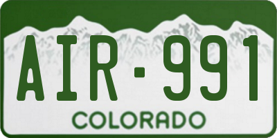 CO license plate AIR991