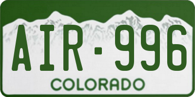 CO license plate AIR996